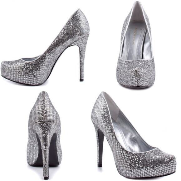 BCBG Silver/Candie Glitter Parade Platform Heels - Picture 5 of 8